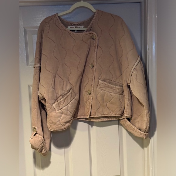 NWT Free People Women’s Gwynnie Quilted Jacket in Champagne Diamonds Large - Picture 8 of 14